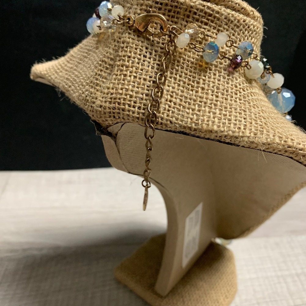 ALDO Multi Strand Beaded Statement Necklace Purple Blue Gold Tone 16 Inch 4234 - Picture 2 of 7